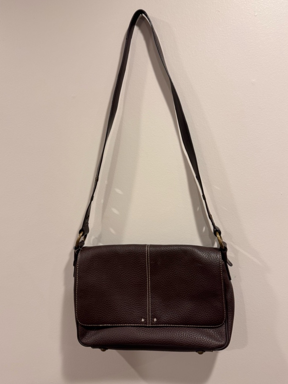 Vintage Liz Claiborne Dark Brown Leather Shoulder Bag